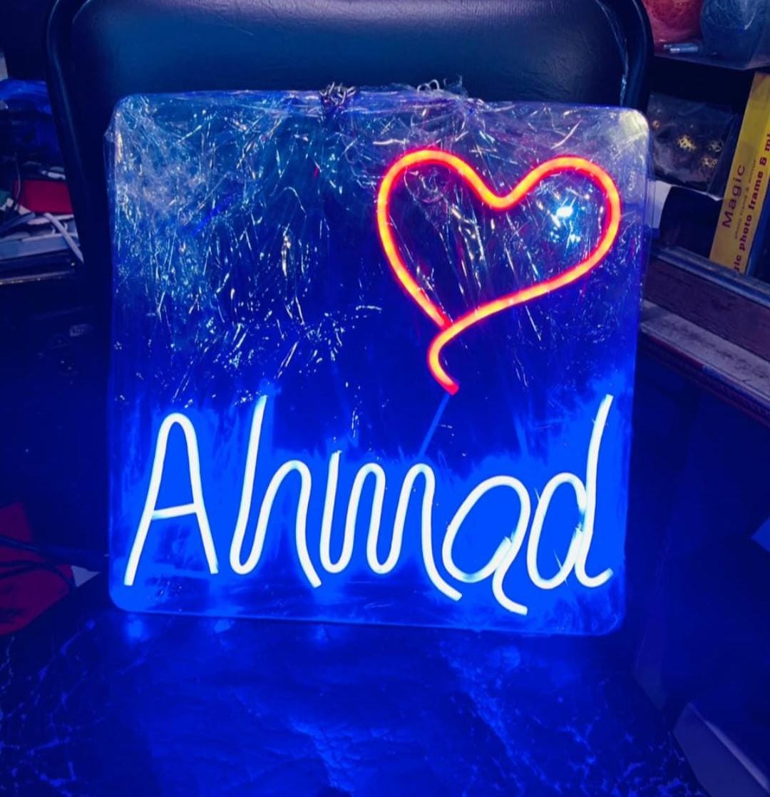 SINGLE NAME NEON SIGN WITH CROWN & HEART